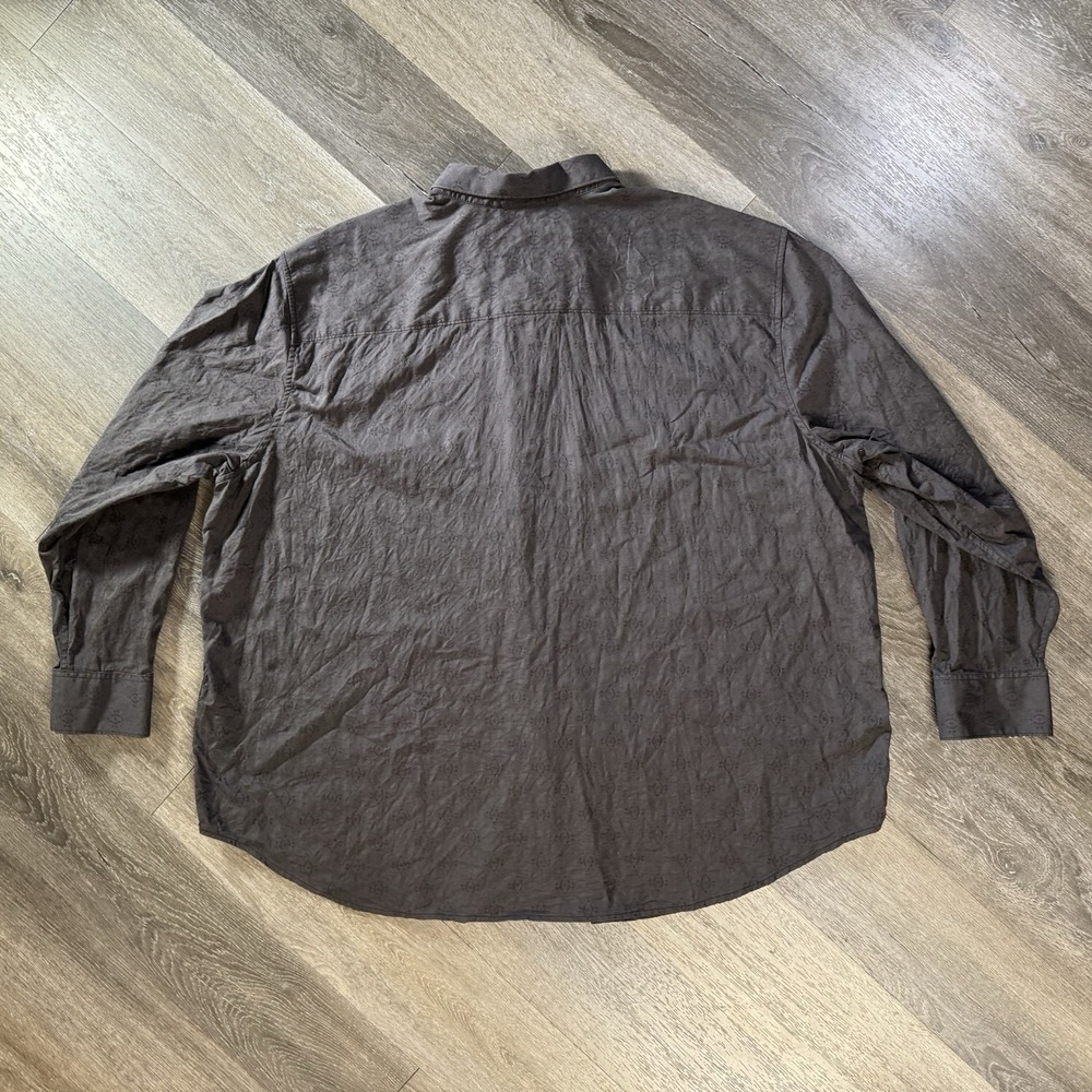 Robert Graham Button Down Shirt 4XL Mens Black Jacquard Damask Long Sleeve